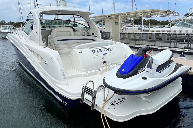 Private Luxury HalfDay w/Jetski Stingray City, Snorkeling & Starfish Beach Tour - From Cayman Islands Yacht Club to Your Boat: How the Day Starts
